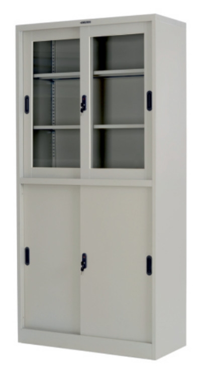 Медицински шкаф плъзгащи врати с 1/2 стъклени витрини 90/40/185